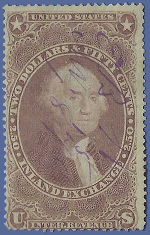 Scott R 84c $2.50 US Internal Revenue Inland Exchange 1863 Used