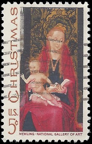 #1336 5c Christmas Madonna and Child 1967 Used