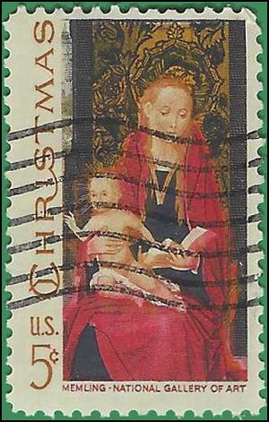 #1336 5c Christmas Madonna and Child 1967 Used