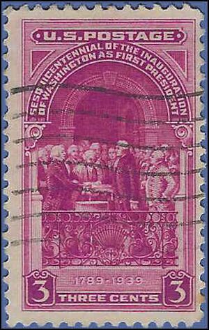 # 854 3c 150th Anniversary Washington's Inauguration 1939 Used