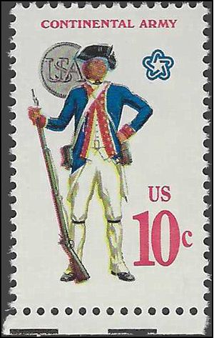 #1565 10c Military Uniforms Continental Army 1975 Mint NH