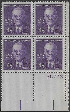 #1172 4c John Foster Dulles PB/4 1960 Mint NH