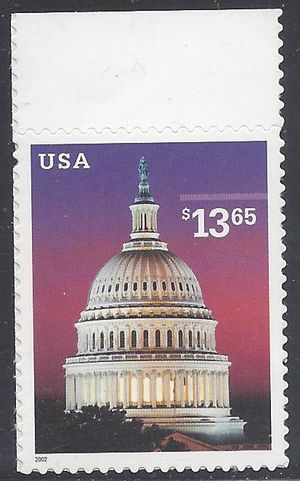 #3648 $13.65 Express Mail Capitol Dome 2002 Mint NH