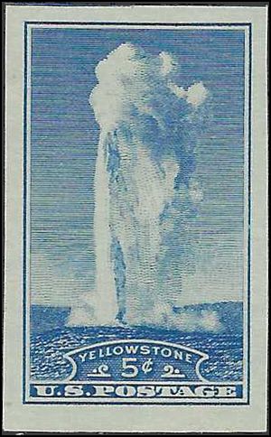 # 760 5c National Parks Old Faithful Yellowstone Park Imperf. 1935 Mint NH NGAI