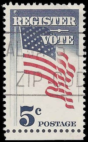 #1249 5c Register to Vote 1964 Used