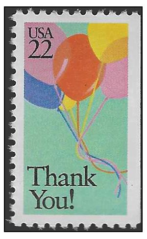 #2269 22c Special Occasions Thank You! Booklet Single 1987 Mint NH