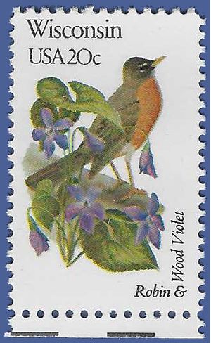 #2001 20c State Birds & Flowers Wisconsin 1982 Mint NH