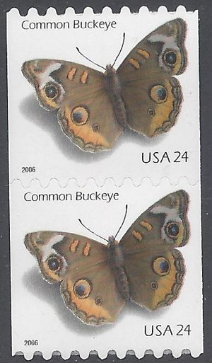 #4002 24c Common Buckeye Butterfly Coil Pair 2006 Mint NH