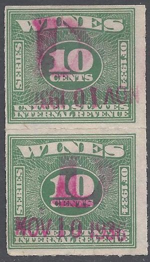 Scott RE 95 10c Internal Revenue: Wines 1934-40 Used