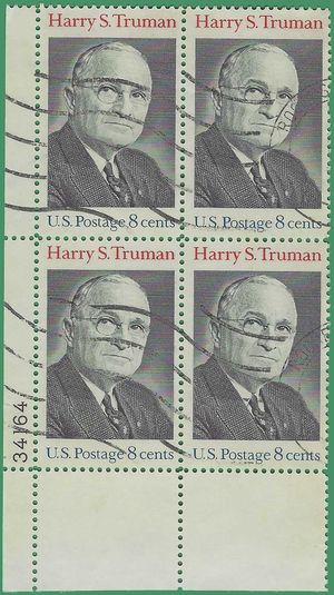 #1499 8c Harry S. Truman PB/4 1973 Used