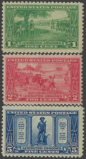 # 617-619 Lexington-Concord Sesquicentennial Set of 3 1925 Mint NH/LH