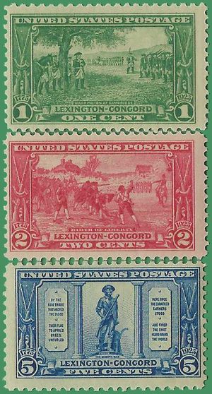 # 617-619 Lexington-Concord Sesquicentennial Set of 3 1925 Mint NH