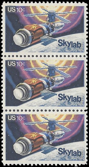 #1529 10c 1st Anniversary Skylab 1974 Used Strip of 3