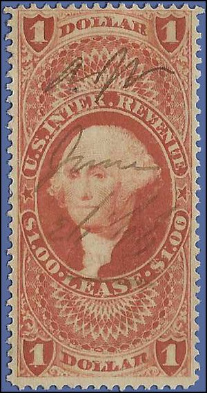 Scott R 70c $1.00 US Internal Revenue Lease 1862-1871 Used