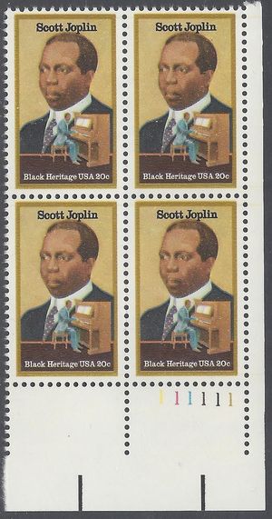 #2044 20c Black Heritage Scott Joplin PB/4 1983 Mint NH