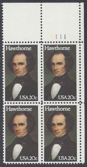 #2047 20c Literary Arts Nathaniel Hawthorne PB/4 1983 Mint NH