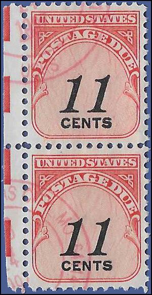 Scott J102 11c US Postage Due Attached Pair 1978 Used