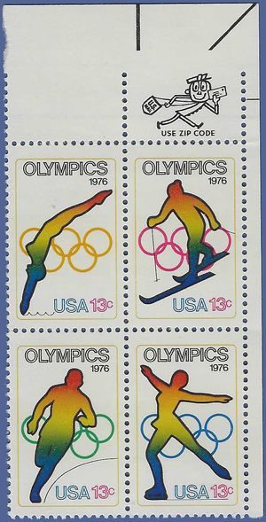 #1695-1698 13c Olympic Games Zip Block of 4 1976 Mint NH