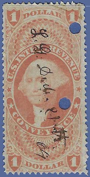 Scott R 66c $1.00 Internal Revenue Conveyance 1862-1871 Used