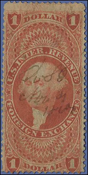 Scott R 68c $1.00 Internal Revenue Foreign Exchange 1862-1871 Used Tear