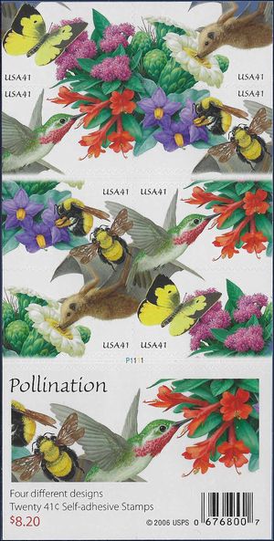 #4153-4156d 41c Pollination Cpl Booklet/20 2007 Mint NH