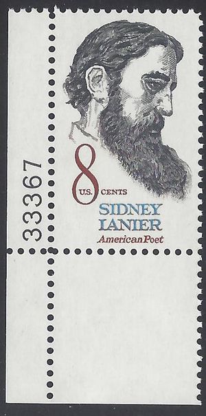 #1446 8c Sidney Lanier Plate # 1972 Mint NH