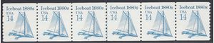 #2134 14c Iceboat 1880s PNC Strip of 6 #1 1985 Mint NH