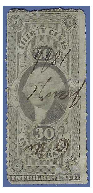 Scott R 52b 30c US Internal Revenue - Inland Exchange 1862-1871 Used