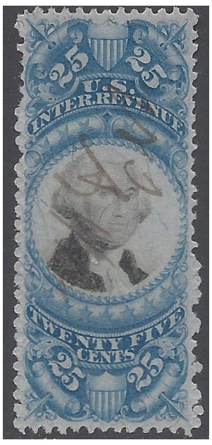 Scott R112 25c US Internal Revenue - Documentary 1871 Used