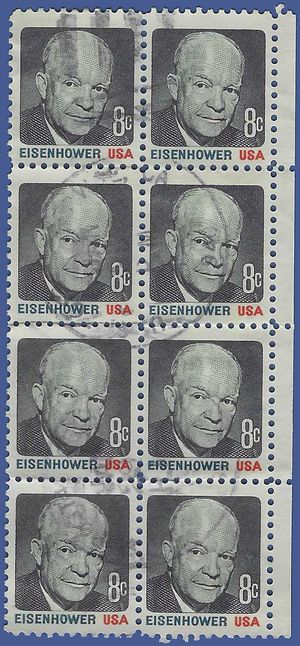 #1394 8c Dwight D. Eisenhower Block/8 1971 Used