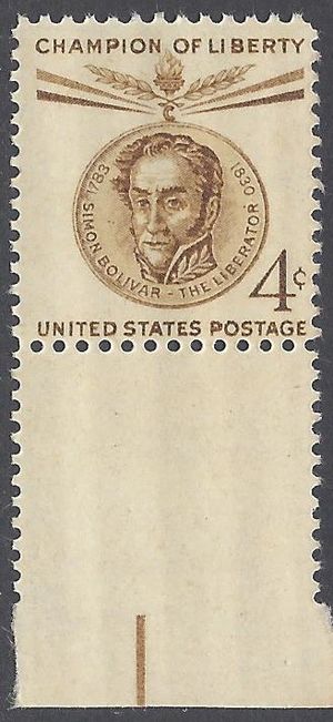 #1110 4c Champion Of Liberty Simon Bolivar 1958 Mint NH