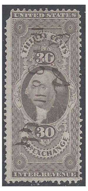 Scott R 52c 30c US Internal Revenue - Inland Exchange 1862-1871 Used