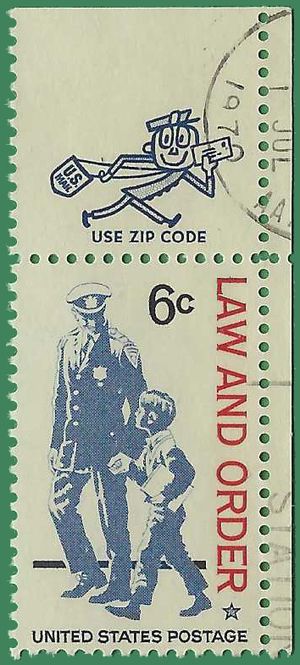#1343 6c Law and Order Zip Single 1968 Used