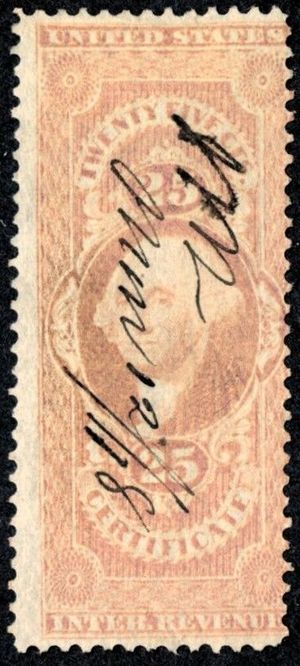 Scott R 44c 25c US Internal Revenue - Certificate 1862-1871 Used