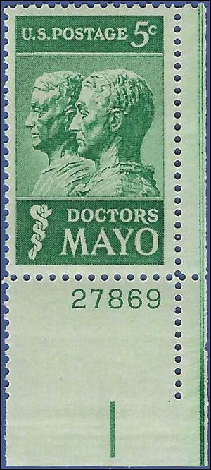 #1251 5c Drs. William and Charles Mayo P# 1964 Mint NH