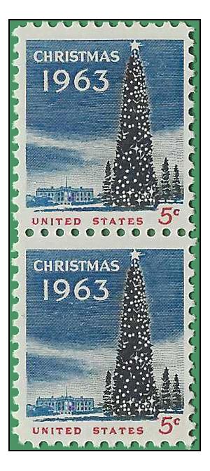 #1240 5c National Christmas Tree and White House Pair 1963 Mint NH
