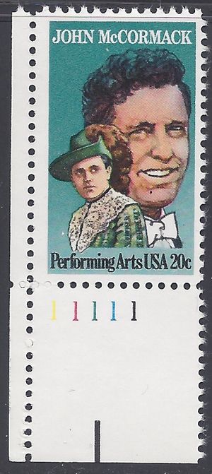 #2090 20c Performing Arts John McCormack P# 1984 Mint NH
