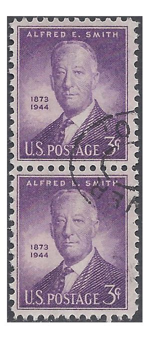 # 937 3c Alfred E. Smith 1945 Used Attached Pair