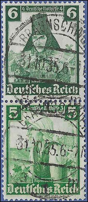 Germany #B 71,B72 1935 Used Attached Pair
