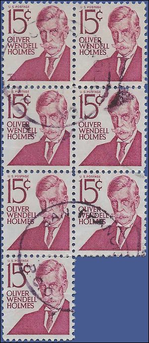 #1288 15c Prominent Americans Oliver Wendell Holmes Block/7 1968 Used