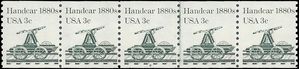 #1898 3c Handcar 1880s PNC Strip of 5 #2 1983 Mint NH