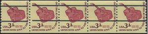 #1613a 3.1c Americana Issue  Six String Guitar Coil Strip/5 Precancel GAP 1979 Mint NH