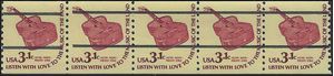 #1613a 3.1c Americana Issue  Six String Guitar Coil Strip/5 Precancel GAP 1979 Mint NH