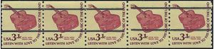 #1613a 3.1c Americana Issue  Six String Guitar Coil Strip/5 Precancel GAP 1979 Mint NH