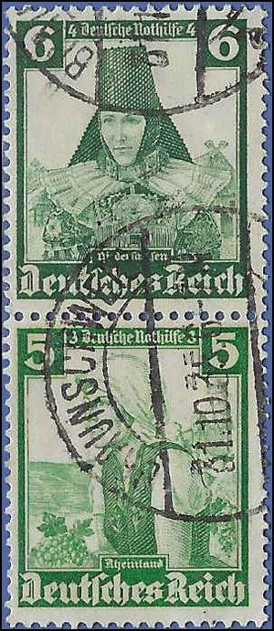 Germany #B 71,B72 1935 Used Attached Pair