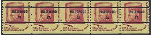 #1615a 7.9c Drums Coil Strip/5 Bureau Precancel 1976 Mint NH Inglewood CA