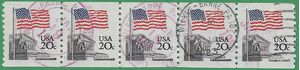 #1895 20c Flag Over Supreme Court Coil Strip/5 1981 Used CDS