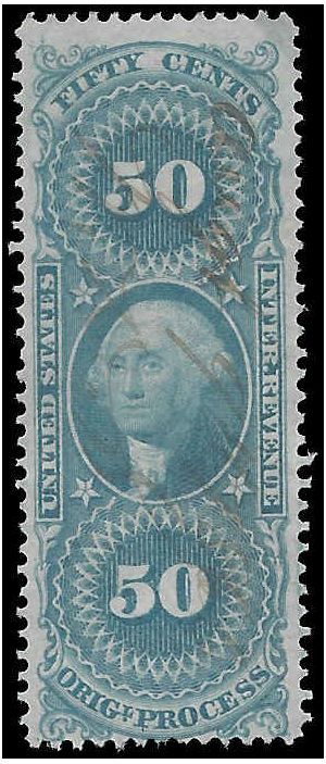 Scott R 60c 50c US Internal Revenue - Original Process 1862-1871 Used.