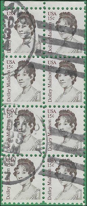 #1822 15c Dolley Madison Block/8 1980 Used
