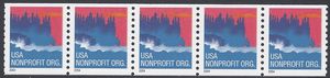 #3864 5c Sea Coast Nonprofit Coil Strip/5 2004 Back # Mint NH